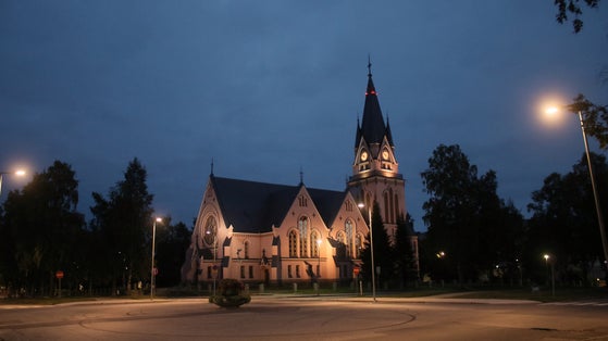 Kemi church at night