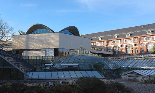 photo of Basel University Library view from the University of Basel Botanical Garden in Switzerland.
