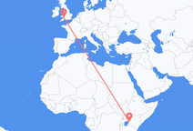 ケニアのキスムから、ウェールズのカーディフまでのフライト
