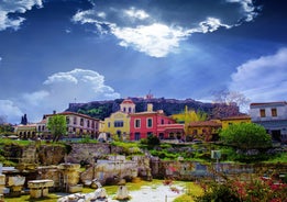 Photo of a small island with a fortress at the coast of Nafplio ,Greece.