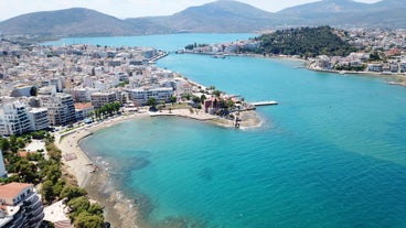 photo of an aerial landscape with panoramic view of Veria a historic town, Greece.