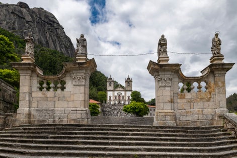 View of the beautiful Santuario de Nossa Senhora da Peneda, at the Peneda Geres National Park, in Norhern Portugal.