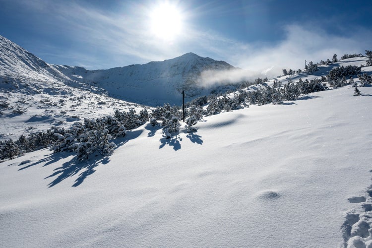 Amazing Winter Landscape of Rila mountain near Musala peak, Bulgaria