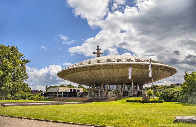 Netherlands, Eindhoven - August 12 2014: Evoluon building - a conference centre and former science museum erected by the electronics and electrical company Philips in Eindhoven in 1966.