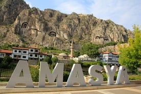 Photo of Ottoman houses and Pontic tomb in Amasya, Turkey.