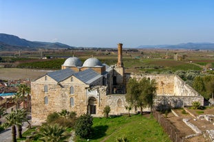 Photo of Selcuk town and ruins panorama as seen from citadel, Turkey.