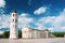 photo of vilnius, lithuania. View of bell tower and facade of cathedral basilica of st. Stanislaus and St. Vladislav on cathedral square, Famous landmark, Showplace In sunny summer under blue sky with clouds.