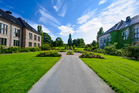 Photo of walkway at beautiful botanical garden at Oslo ,Norway.