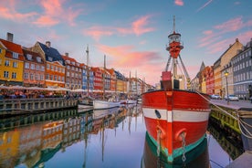 Photo of Roskilde square and Old Town Hall, Denmark.