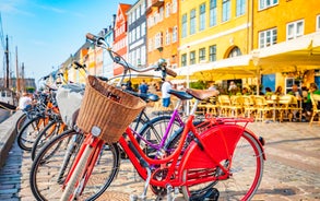 Photo of Roskilde square and Old Town Hall, Denmark.