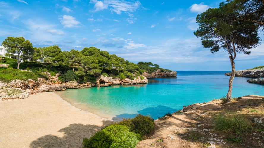 Photo of Cala Dor beautiful beach at Cala d'Or city, Palma Mallorca Island, Spain.