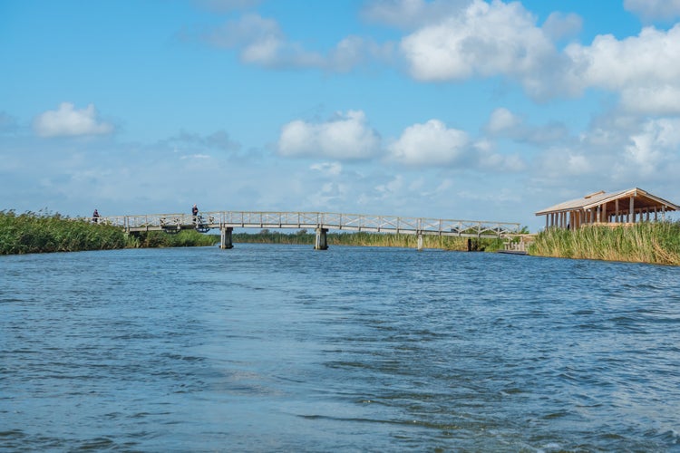 photo of beautiful Landscape from Ringkobing Fjord in a sunny summer afternoon in Denmark.