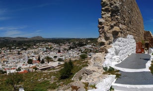 Photo of aerial view of seaside village of Archangelos in Laconia, Greece.