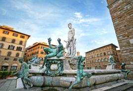 Aerial panoramic cityscape of Rome, Italy, Europe. Roma is the capital of Italy. Cityscape of Rome in summer. Rome roofs view with ancient architecture in Italy. 