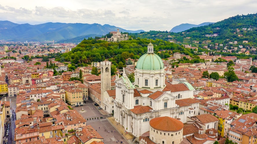 photo of view of Santa Maria Assunta Cathedral, Duomo Nuovo and Duomo Vecchio, Brescia, Italy.