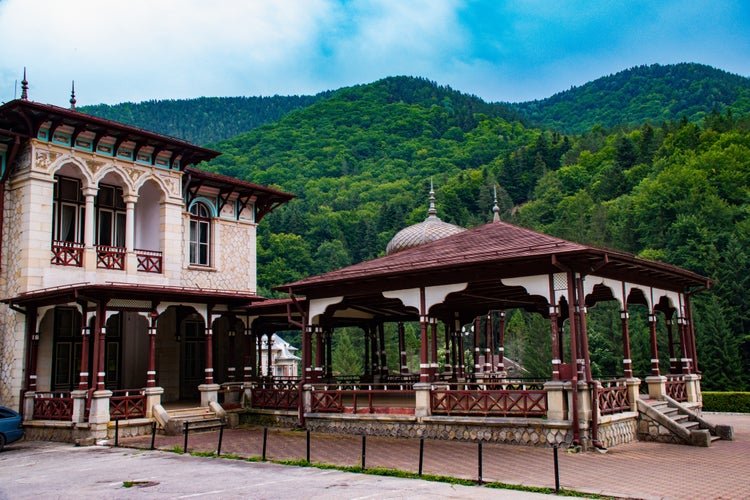 photo of view of Old Castle Casino from Slanic Moldova, Bacau County,Romania.