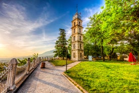 road landscape in the city. Turkey travel in summer. Highway view in beautiful city. Car driving on the road in city. Travel view in asian cities. Highway landscape in summer. Bursa, Turkey.