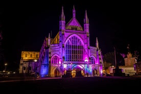 Photo of aerial view of Winchester Cathedral and city, England.