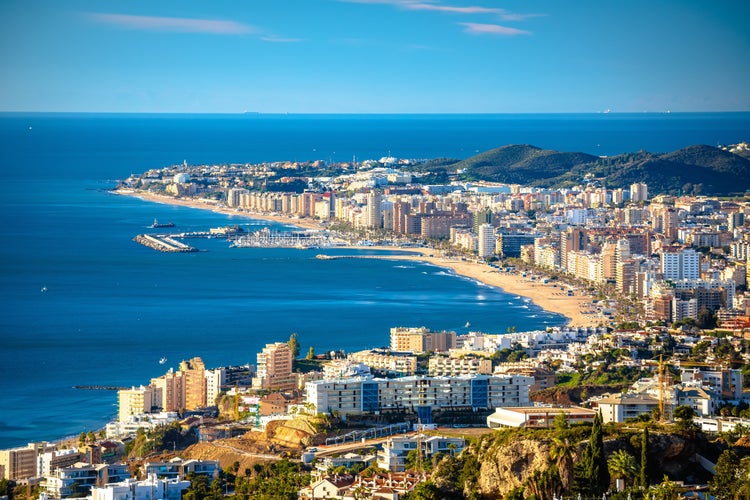 Fuengirola coastline on Costa del sol aerial view, Andalusia region of Spain