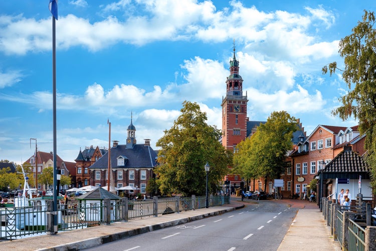 Photo of the Alte Waage and the town hall in Leer in East Frisia ,Lower Saxony, Germany.