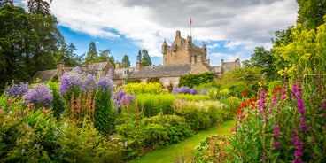 photo of Pitlochry panoramic aerial view with church. Pitlochry is a town in the Perth and Kinross council area of Scotland.