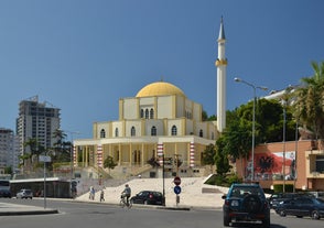 Photo of aerial view of the city Durres, Albania.