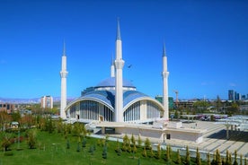 road landscape in the city. Turkey travel in summer. Highway view in beautiful city. Car driving on the road in city. Travel view in asian cities. Highway landscape in summer. Bursa, Turkey.