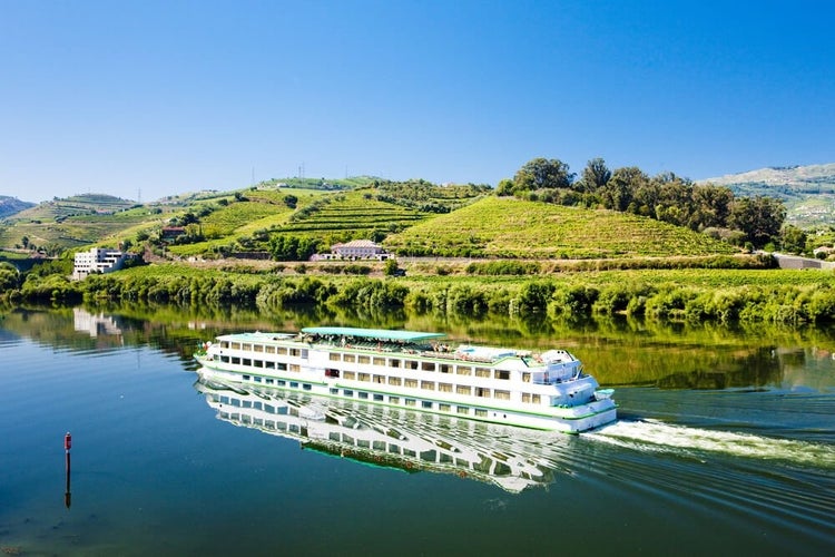 Photo of cruise ship at Peso da Regua, Douro Valley, Portugal.