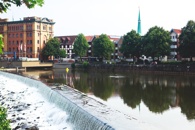 photo of view of View oh Hameln old town with market square and traditional german houses, Lower Saxony, Germany.