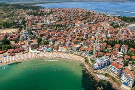 Photo of aerial view of Bulgarian town Sozopol.