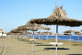 Photo of panoramic aerial view of Kalamis beach and bay in the city of Protaras, Cyprus.