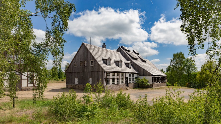 Photo of historic mining building in Freiberg, Germany .