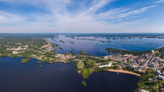 Photo of aerial view of Kemijarvi city in Eastern Lapland in northern Finland.