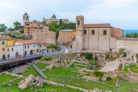 Aerial panoramic cityscape of Rome, Italy, Europe. Roma is the capital of Italy. Cityscape of Rome in summer. Rome roofs view with ancient architecture in Italy. 