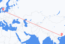 광저우에서 출발해 코펜하겐으로 향하는 항공편