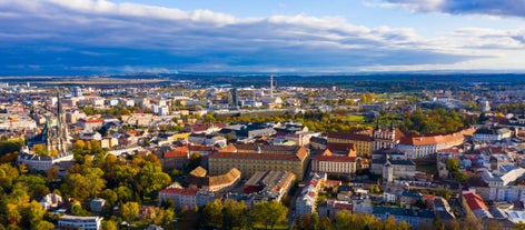 Photo of panoramic aerial view of Spa Luhacovice, Zlin region, Moravia, Czech Republic.