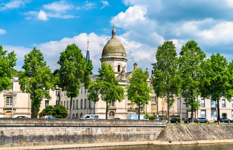 Photo of Saint Julien Chapel on the bank of the Mayenne in Laval, Pays de la Loire, France.