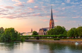 Photo of scenic summer view of the Old Town architecture with Elbe river embankment in Dresden, Saxony, Germany.