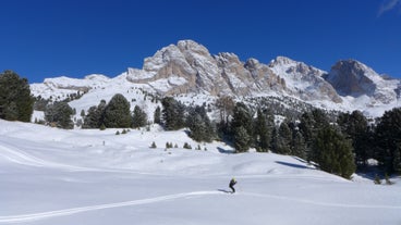 photo of panoramic view of Val Gardena in Italy.