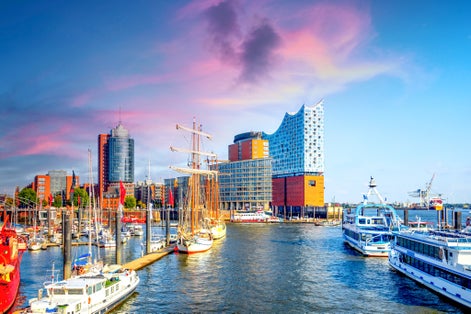 photo of view of View over Elbphilharmony, Harbour, Hamburg, Germany.