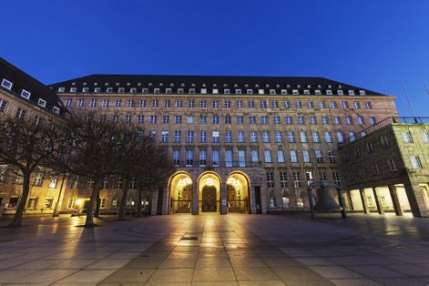 Photo of Bochum Rathaus at night Bochum, Germany.