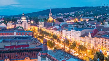 Photo of the Small Square piata mica, the second fortified square in the medieval Upper town of Sibiu city, Romania.