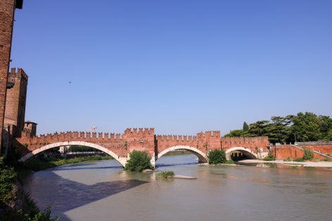 photo of viewThe iconic medieval Ponte scaligero in Verona crossing the Adige river, Verona, Italy.