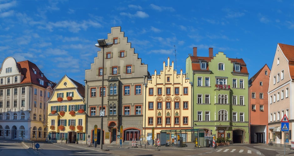 Historic houses on Arnulf Square in Regensburg, Germany