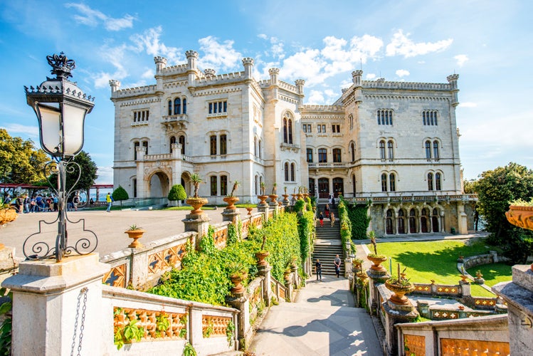 Miramare castle with gardens on the gulf of Trieste on northeastern Italy.