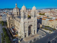 Saint Jean Castle and Cathedral de la Major and the Vieux port in Marseille, France.