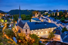 Luxembourg city, the capital of Grand Duchy of Luxembourg, view of the Old Town and Grund quarter on a sunny summer day.