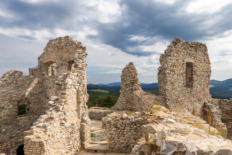 photo of view of Ruins of Hrusov Castle, Zlate Moravce District, Nitra, Slovakia.