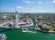 Photo of aerial view of Spinnaker Tower and Portsmouth Harbour, England.