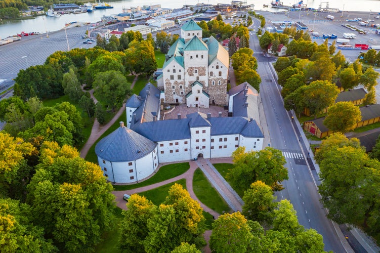 Photo of aerial view of Middle ages fortress Turun linna ,Turku, Finland.